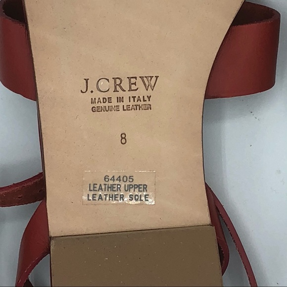 J CREW RED OLYMPIA LEATHER SANDALS - Picture 5 of 11